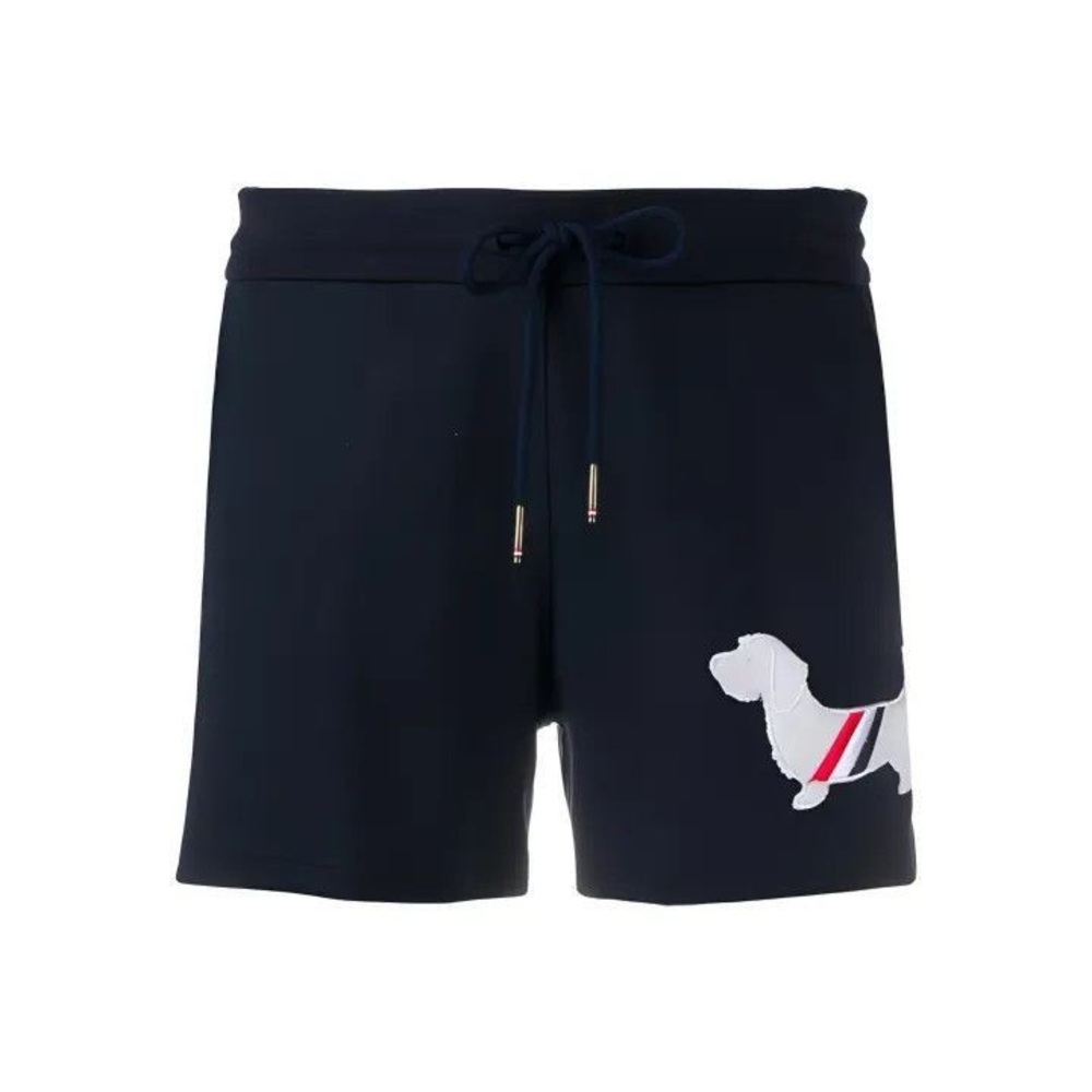 Women’s Thom Browne Terry Navy Drawstring Shorts with Dog Patch size 40 Italian